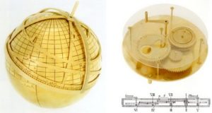 Gambar kiri, model astrolabe berbentuk bulat dan gambar kanan model mekanis matahari dan kalender bulan. Kedua model ini dibuat berdasarkan desain dan deskripsi dari al-Biruni. Ditemukan di Institute for the History of Arabic-Islamic Science di University of Frankfurt.